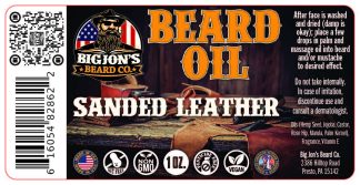 Sanded Leather Beard Oil Label